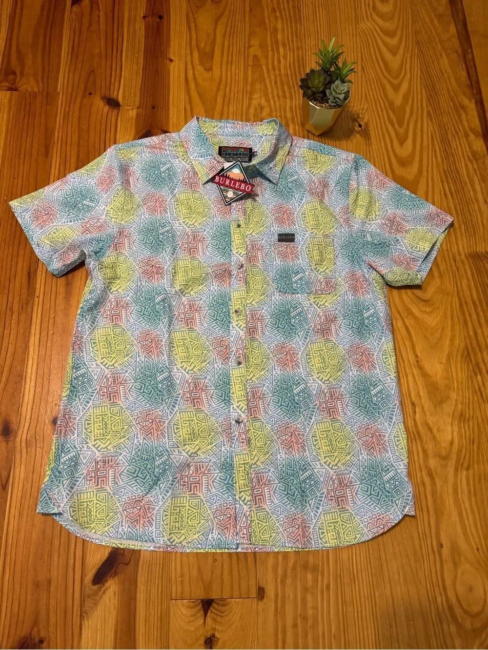 Burlebo Shirt Performance Button Up Mayan Lightweight Stretch Size LRG NEW